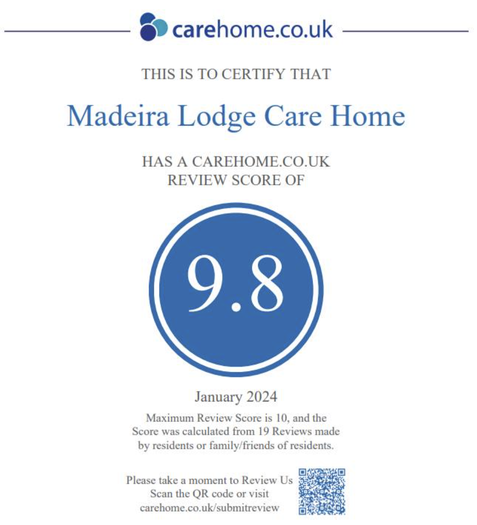 Top rated care home, Madeira Lodge Care Home in New Romney.